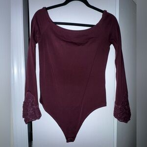 Express Bodysuit with Lace detail Bell Sleeves